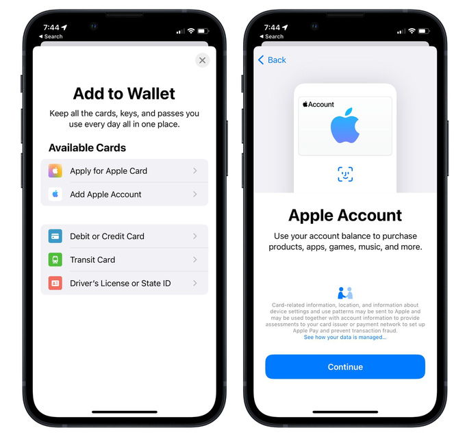 瓮安苹果手机维修分享iOS 15.5钱包App如何添加 Apple 账户 
